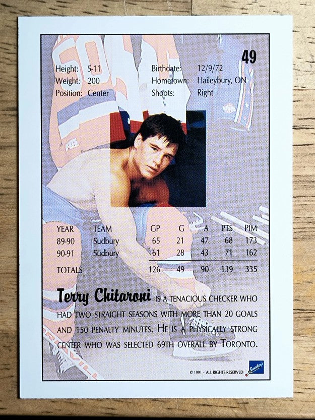 1991 Ultimate Draft #49 Terry Chitaroni