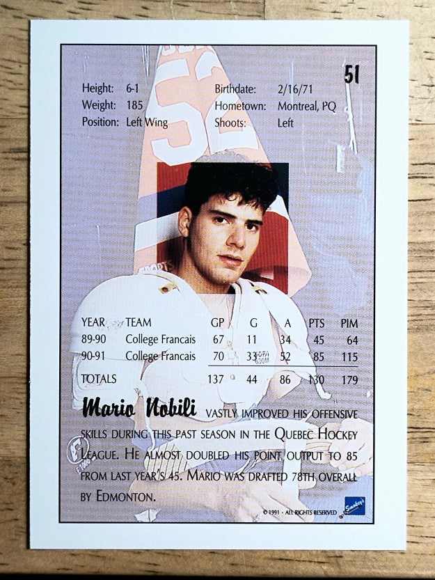 1991 Ultimate Draft #51 Mario Nobili