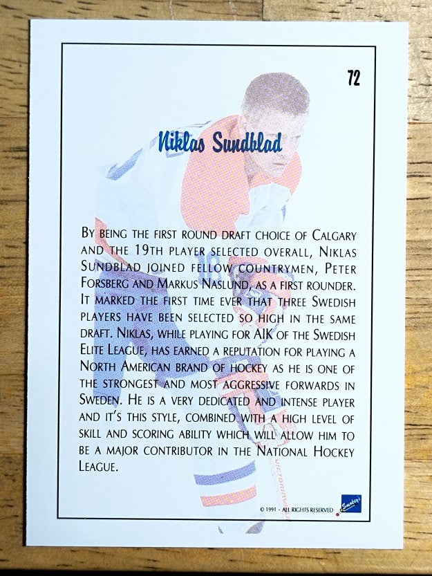 1991 Ultimate Draft #72 Niklas Sundblad FDP