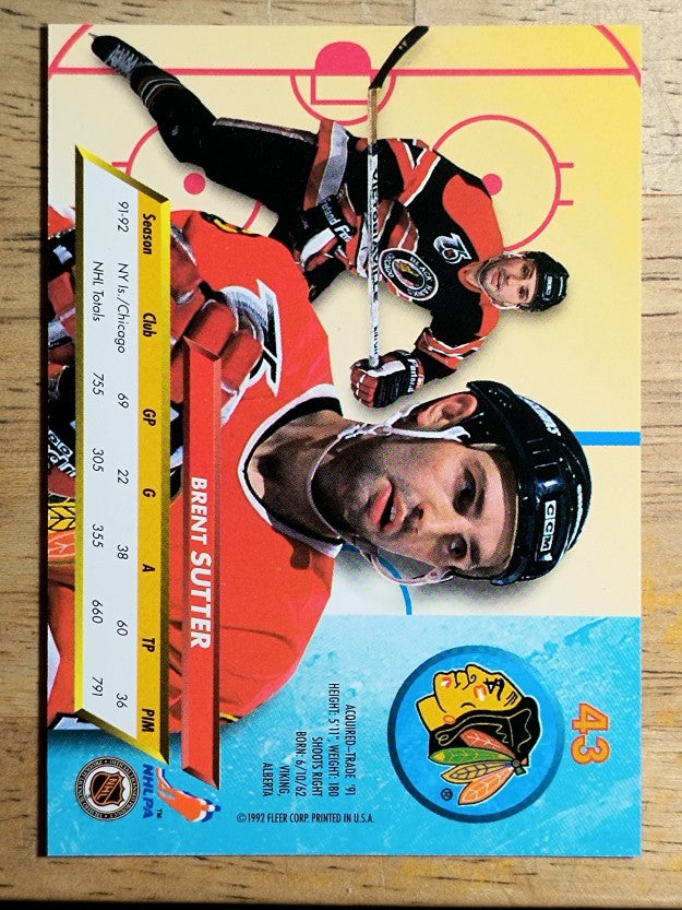 1992-93 Ultra #43 Brent Sutter