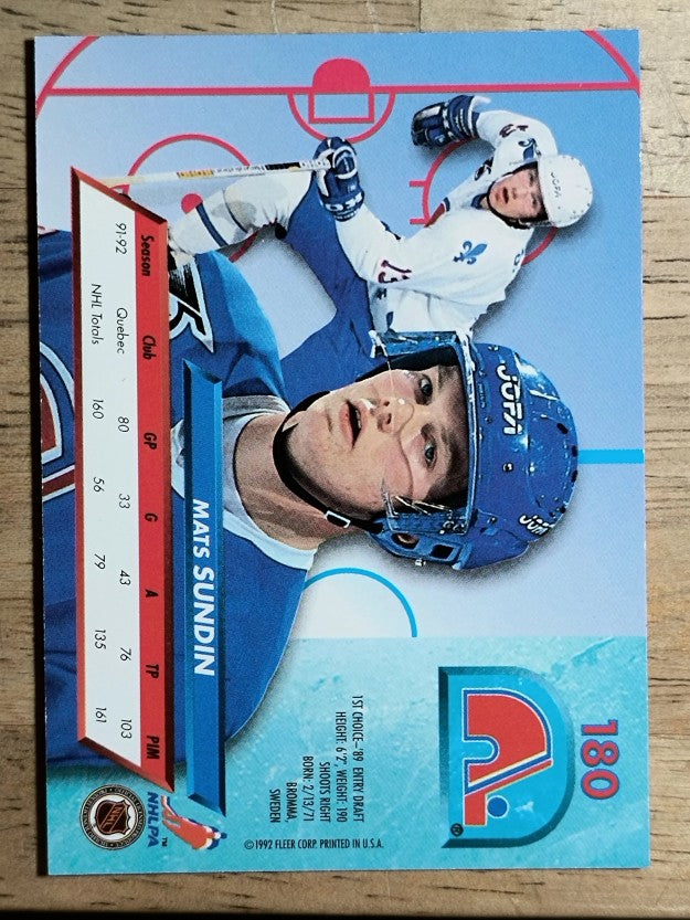 1992-93 Ultra #180 Mats Sundin