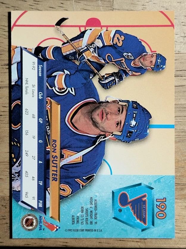 1992-93 Ultra #190 Ron Sutter