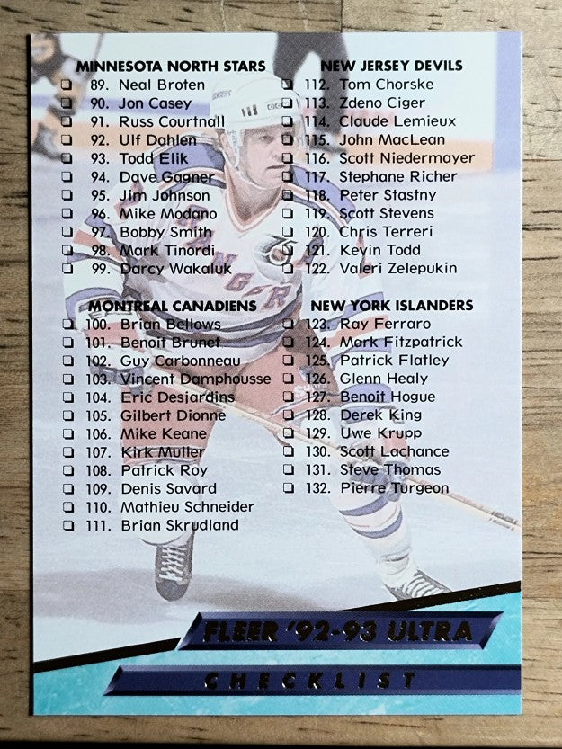 1992-93 Ultra #249 Checklist 2