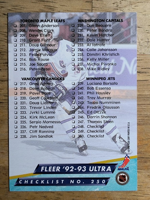 1992-93 Ultra #250 Checklist 3