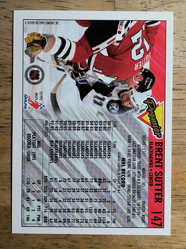 1993-94 Topps Premier #147 Brent Sutter