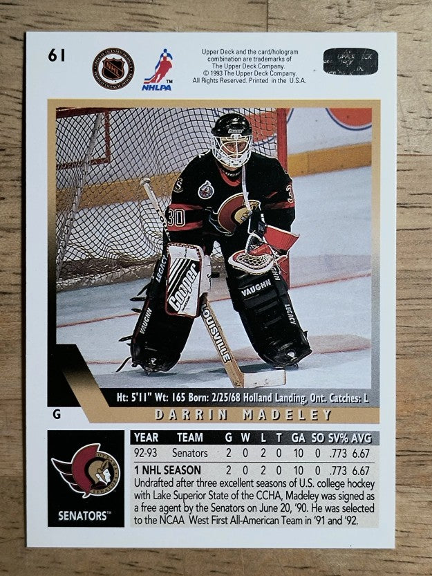 1993-94 Upper Deck #61 Darrin Madeley RC