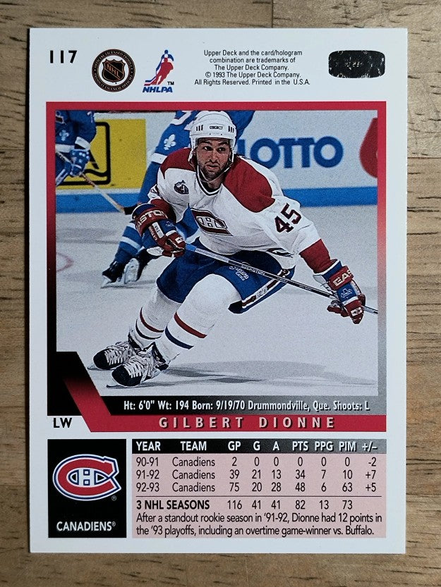 1993-94 Upper Deck #117 Gilbert Dionne