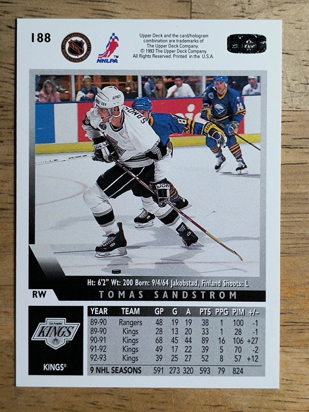 1993-94 Upper Deck #188 Tomas Sandstrom