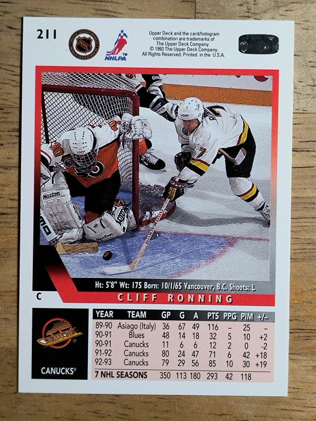 1993-94 Upper Deck #211 Cliff Ronning