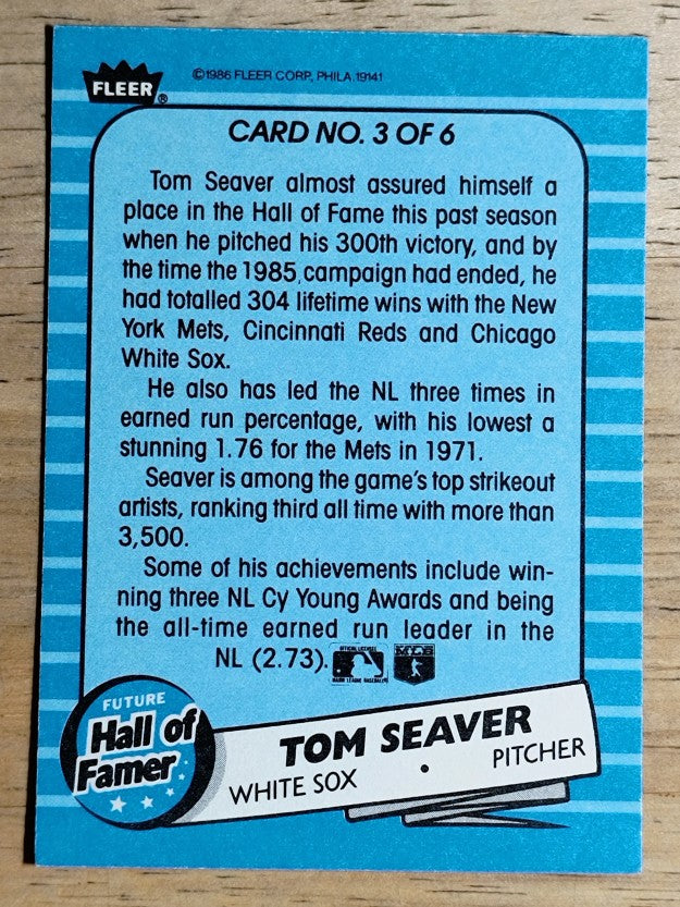 1986 Fleer Future Hall of Famers #3 Tom Seaver
