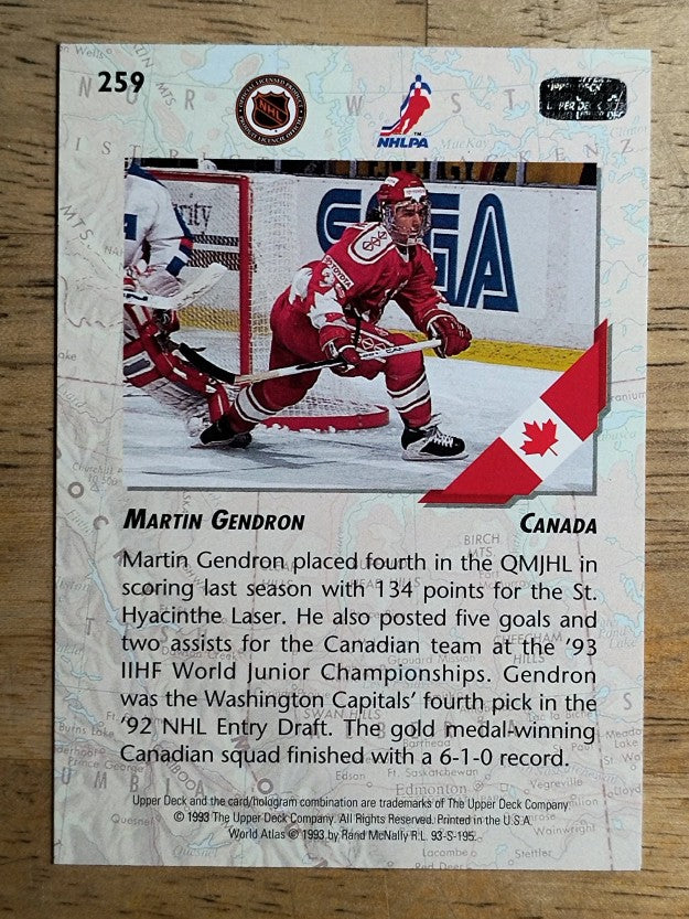 1993-94 Upper Deck #259 Martin Gendron WJC RC