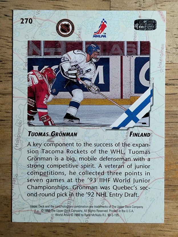 1993-94 Upper Deck #270 Tuomas Gronman WJC