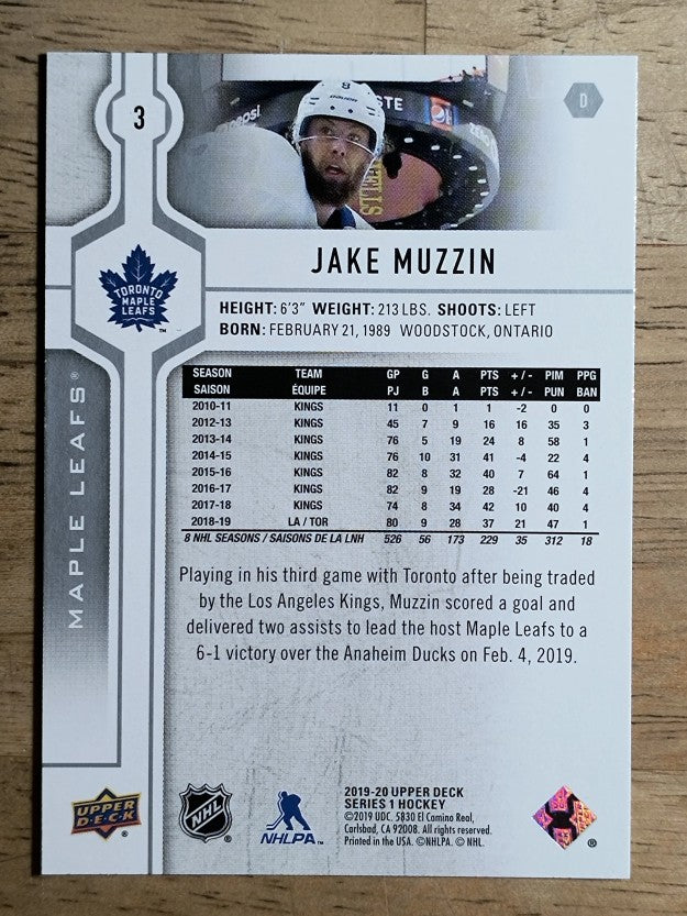 2019-20 Upper Deck #3 Jake Muzzin