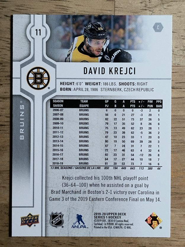 2019-20 Upper Deck #11 David Krejci
