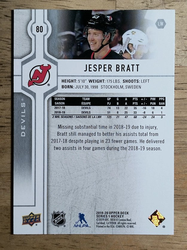 2019-20 Upper Deck #80 Jesper Bratt