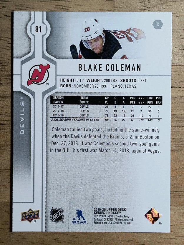 2019-20 Upper Deck #81 Blake Coleman