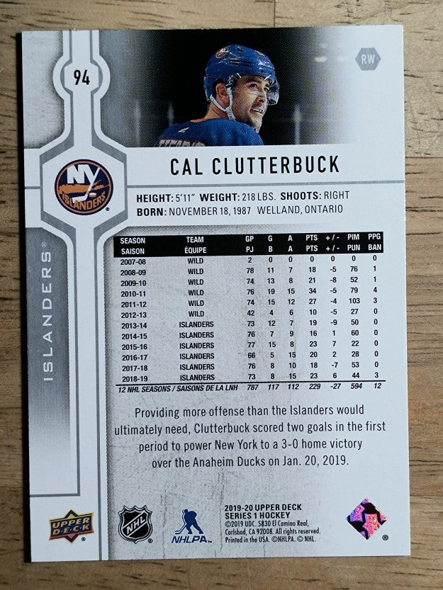2019-20 Upper Deck #94 Cal Clutterbuck