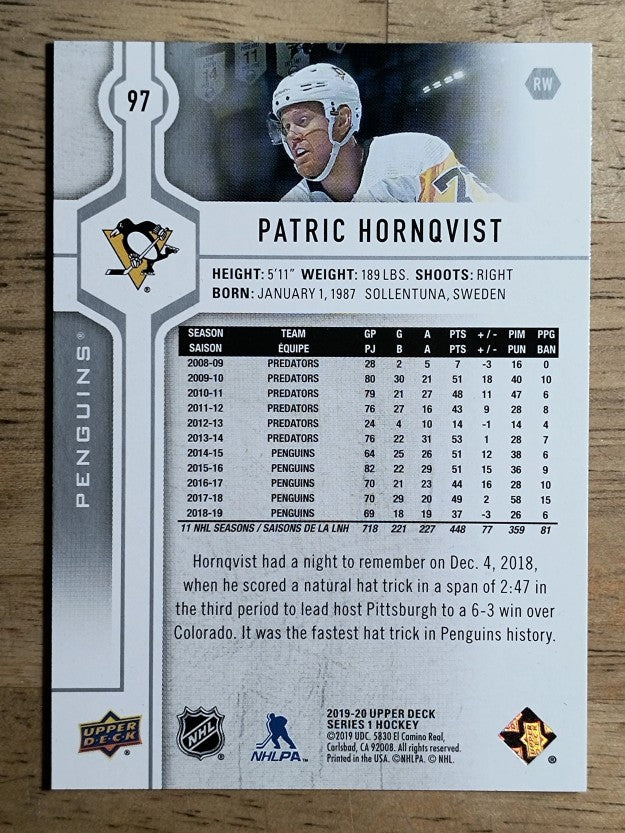 2019-20 Upper Deck #97 Patric Hornqvist