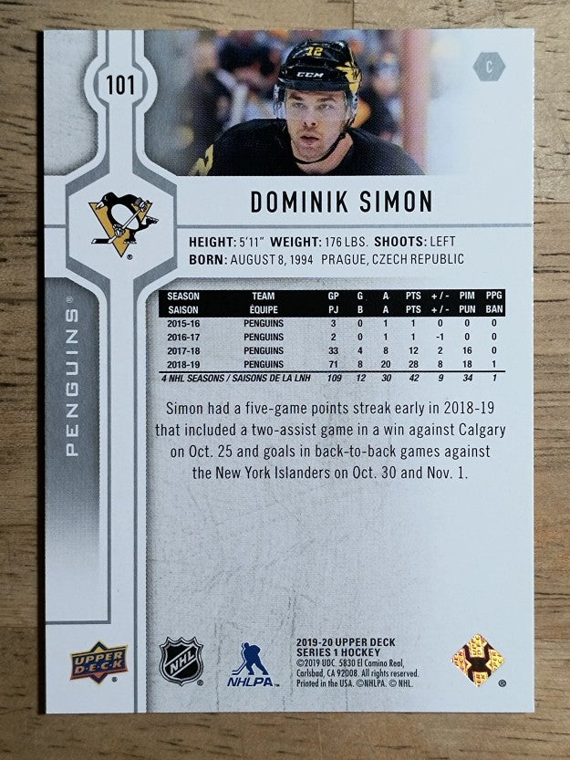 2019-20 Upper Deck #101 Dominik Simon
