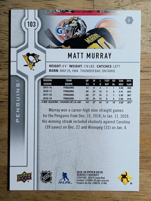 2019-20 Upper Deck #103 Matt Murray