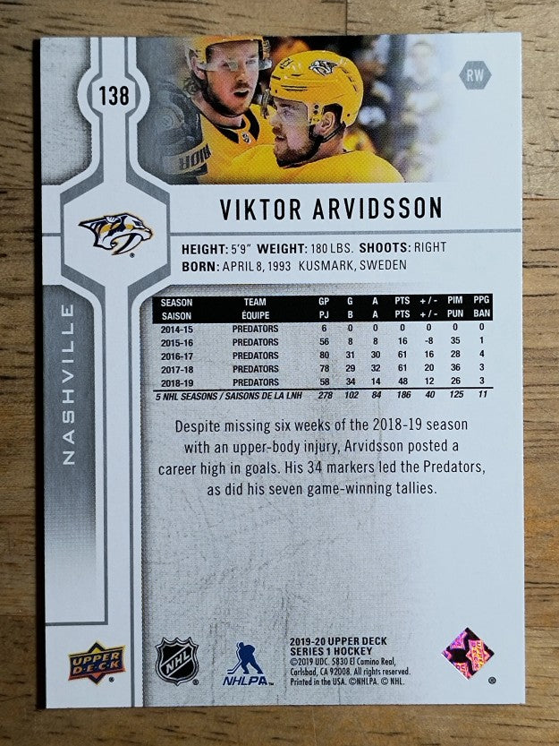 2019-20 Upper Deck #138 Viktor Arvidsson