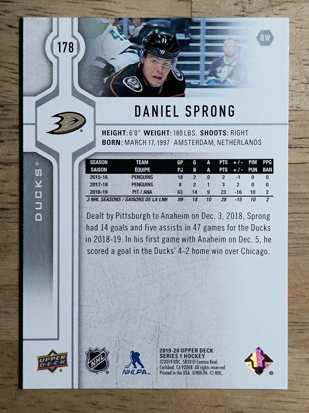 2019-20 Upper Deck #178 Daniel Sprong