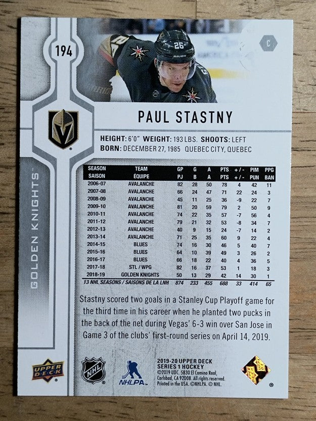 2019-20 Upper Deck #194 Paul Stastny
