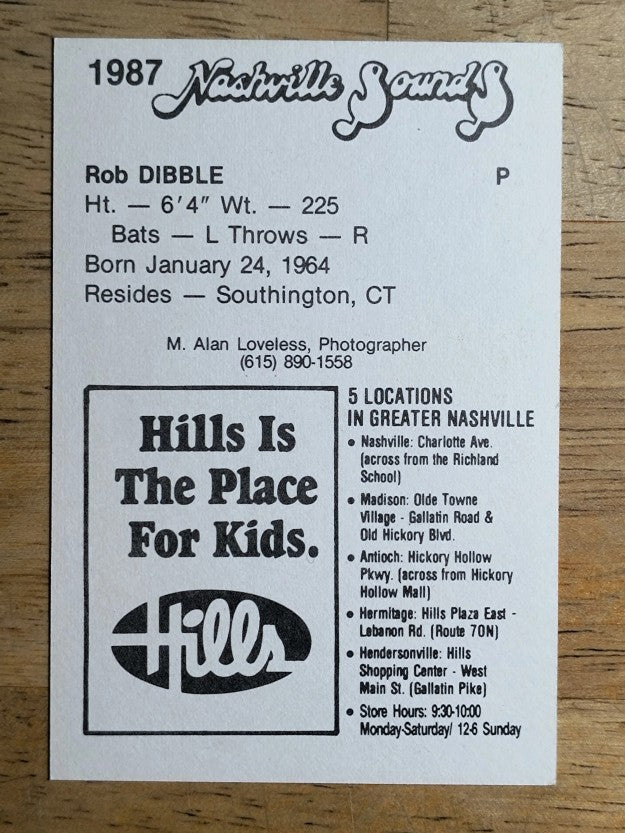 1987 Nashville Sounds Team Issue #4 Rob Dibble