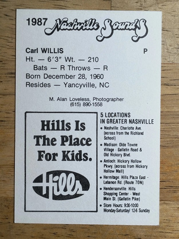1987 Nashville Sounds Team Issue #24 Carl Willis
