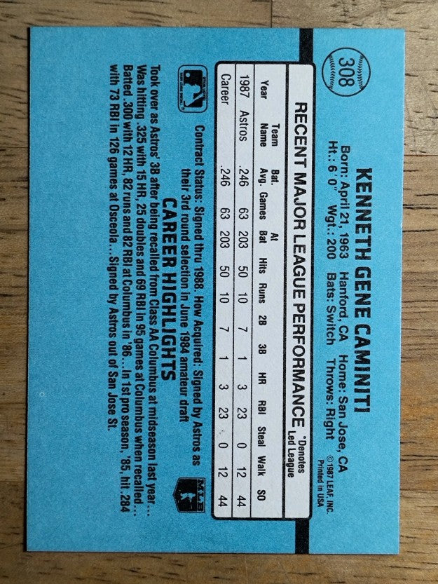 1988 Donruss #308 Ken Caminiti RC (NM)