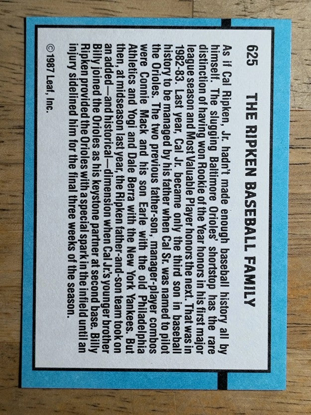1988 Donruss #625 The Ripken Family