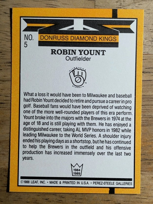 1989 Donruss #5 Robin Yount DK
