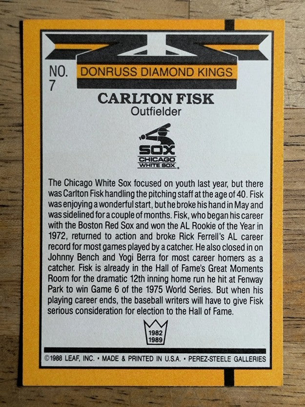1989 Donruss #7 Carlton Fisk DK