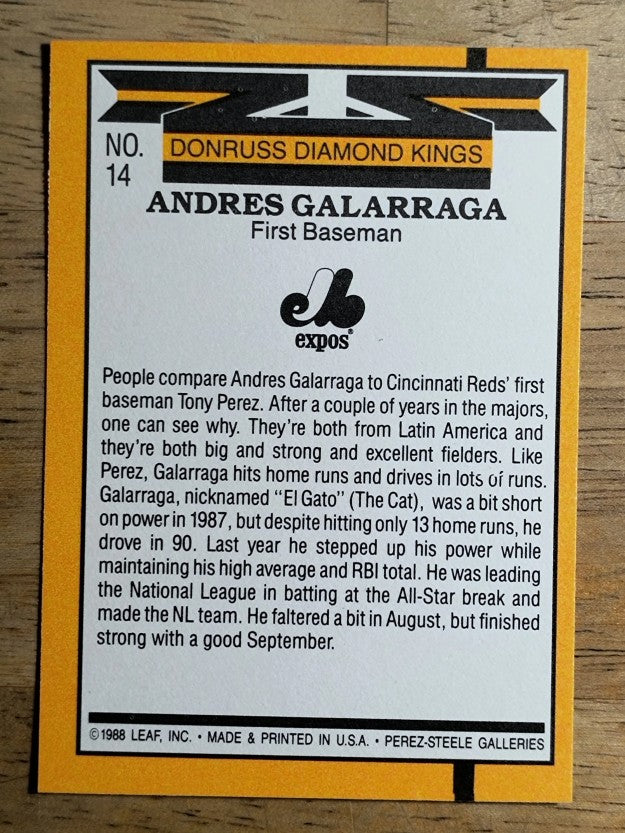 1989 Donruss #14 Andres Galarraga DK