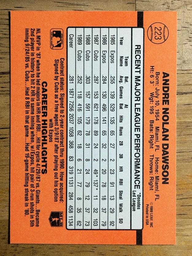 1990 Donruss #223 Andre Dawson