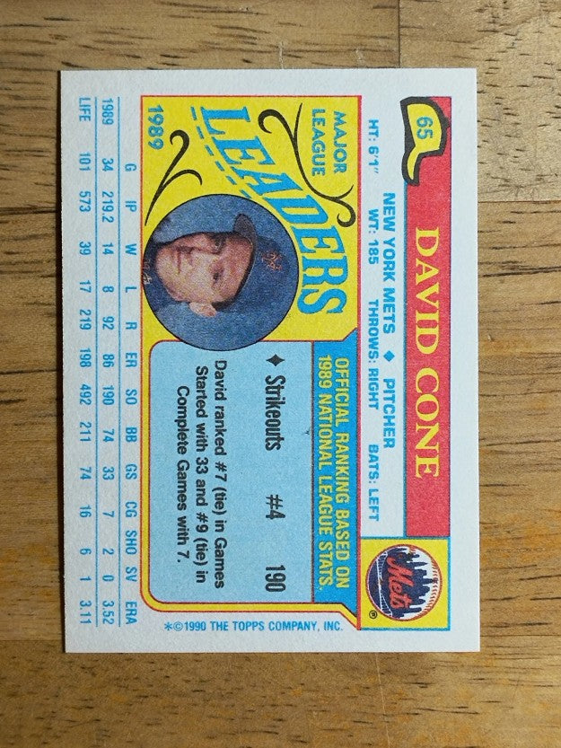 1990 Topps Mini Leaders #65 David Cone