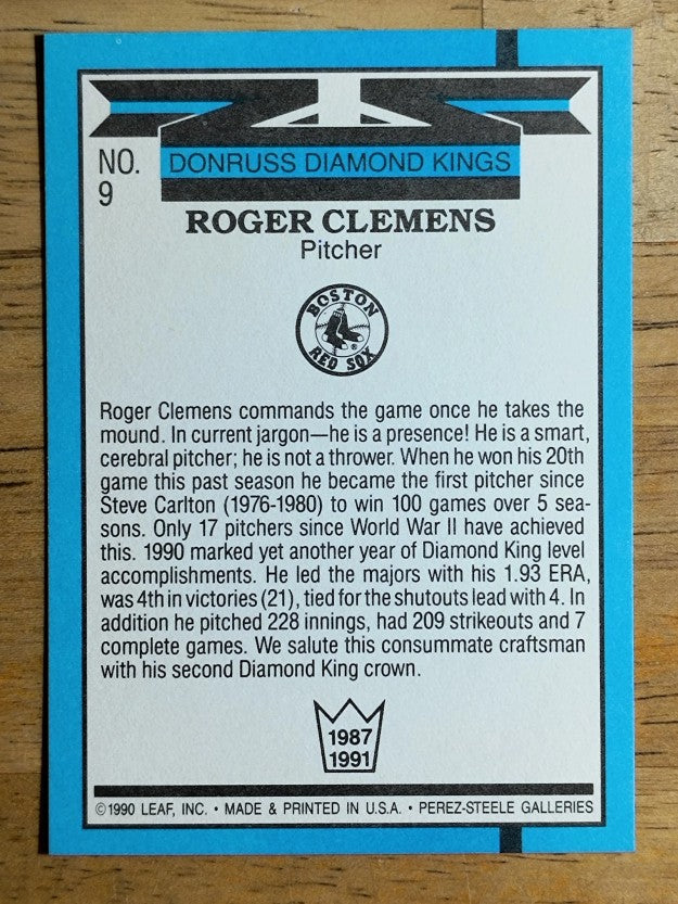 1991 Donruss #9 Roger Clemens DK