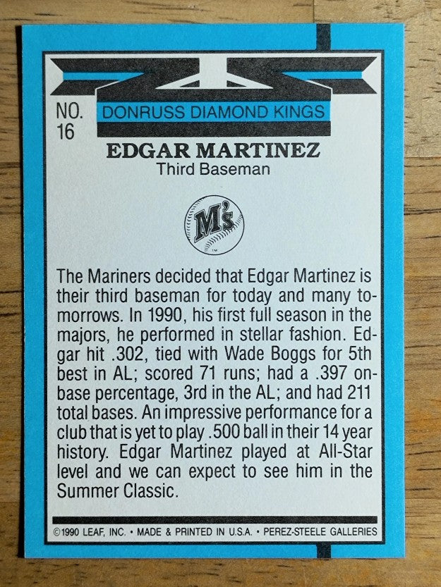 1991 Donruss #16 Edgar Martinez DK