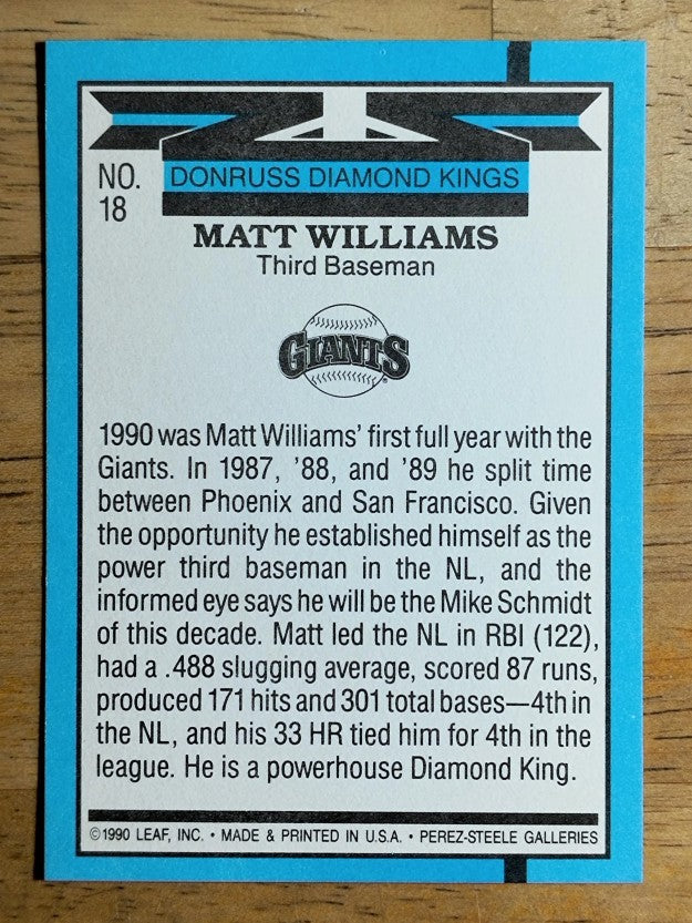 1991 Donruss #18 Matt Williams DK