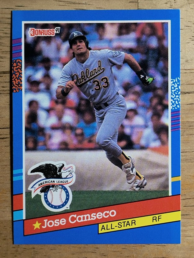 1991 Donruss #50A Jose Canseco AS ERR/Team in stat box is A's