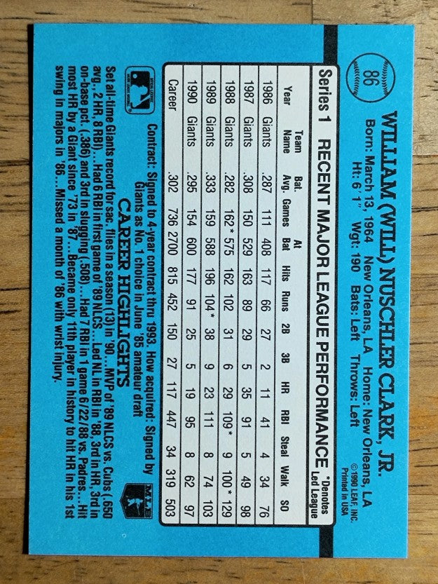 1991 Donruss #86 Will Clark