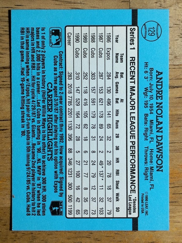1991 Donruss #129 Andre Dawson