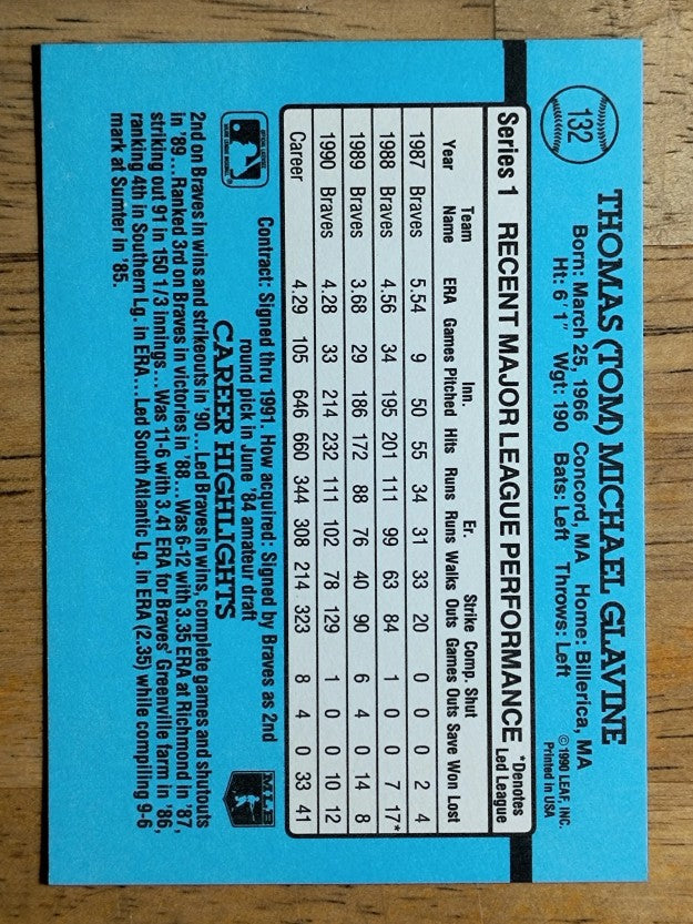 1991 Donruss #132 Tom Glavine