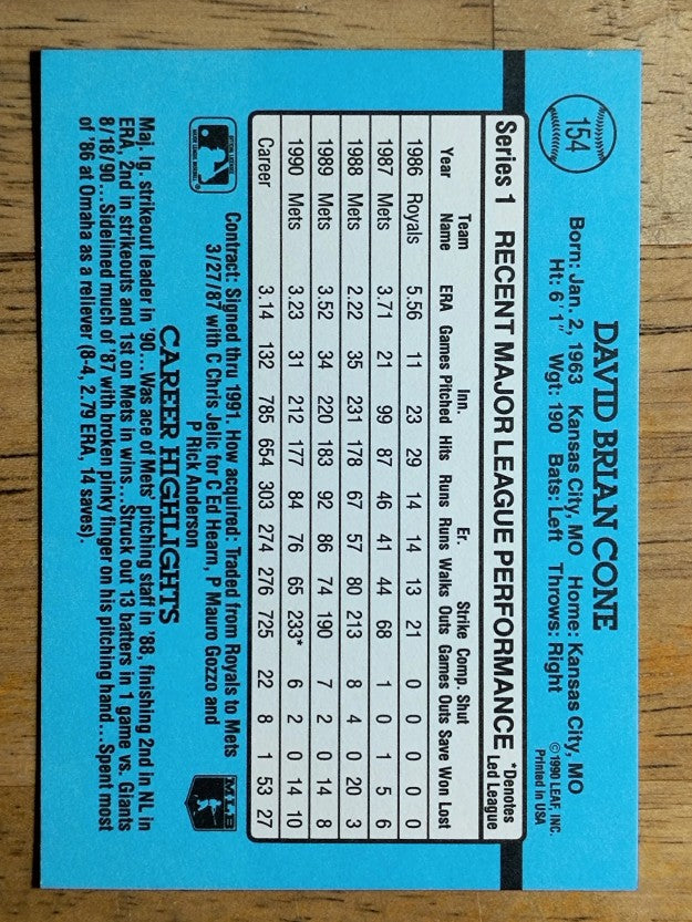 1991 Donruss #154 David Cone