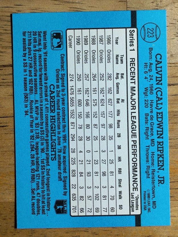 1991 Donruss #223 Cal Ripken