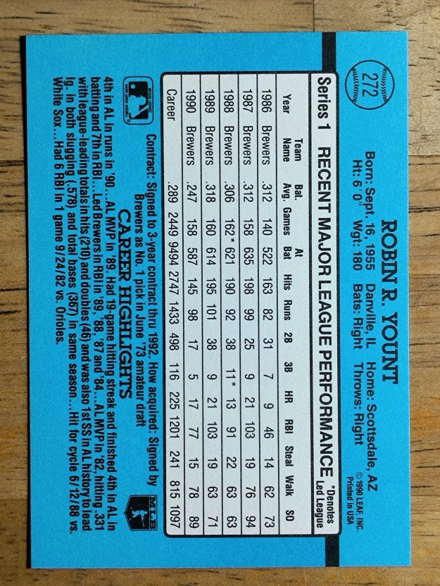 1991 Donruss #272 Robin Yount