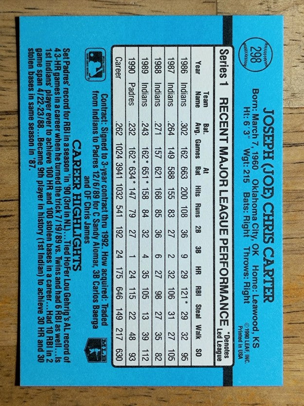 1991 Donruss #298 Joe Carter