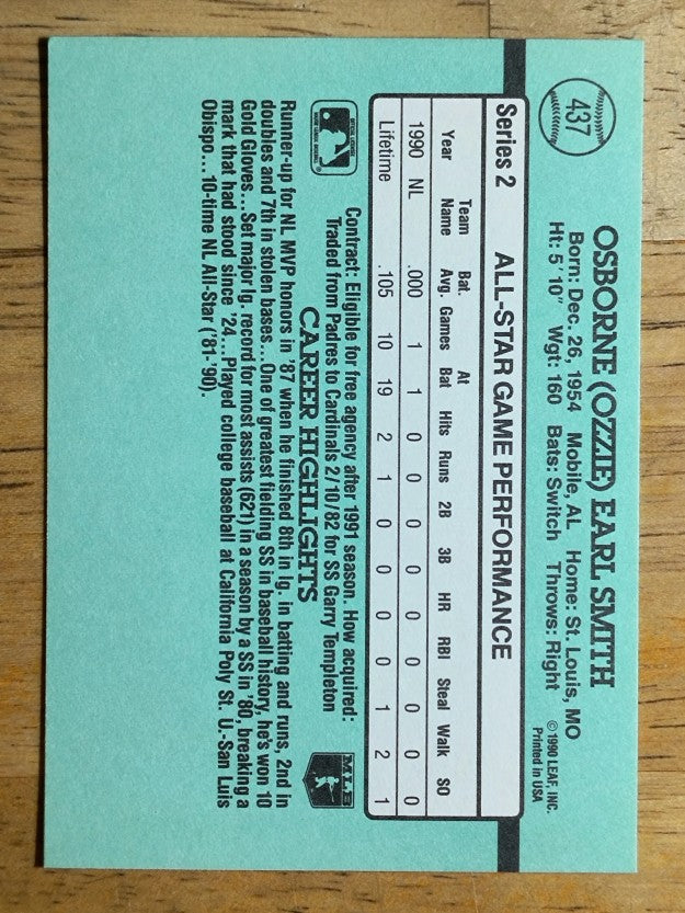 1991 Donruss #437 Ozzie Smith AS