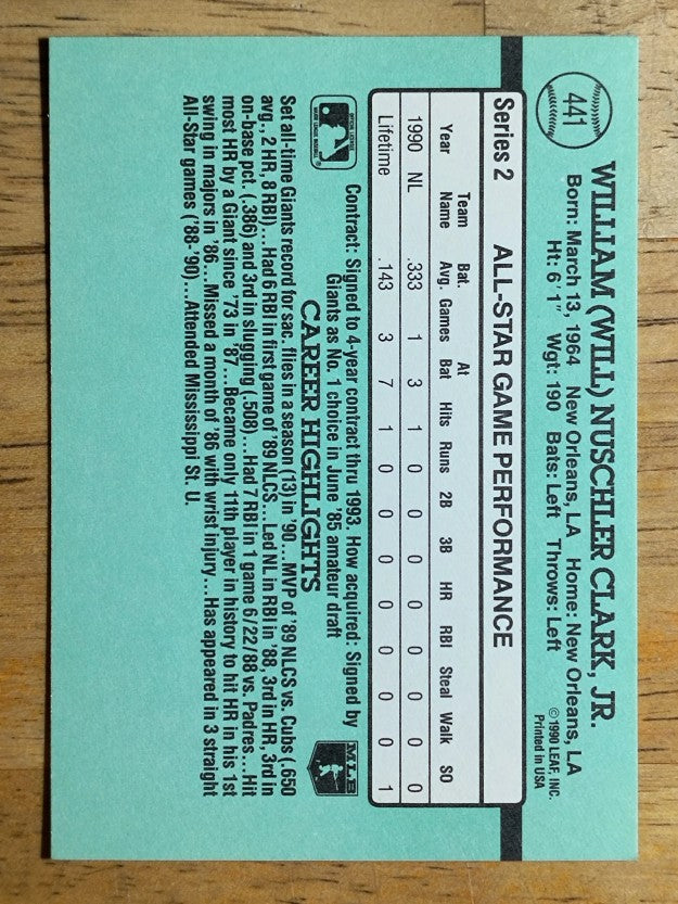 1991 Donruss #441 Will Clark AS