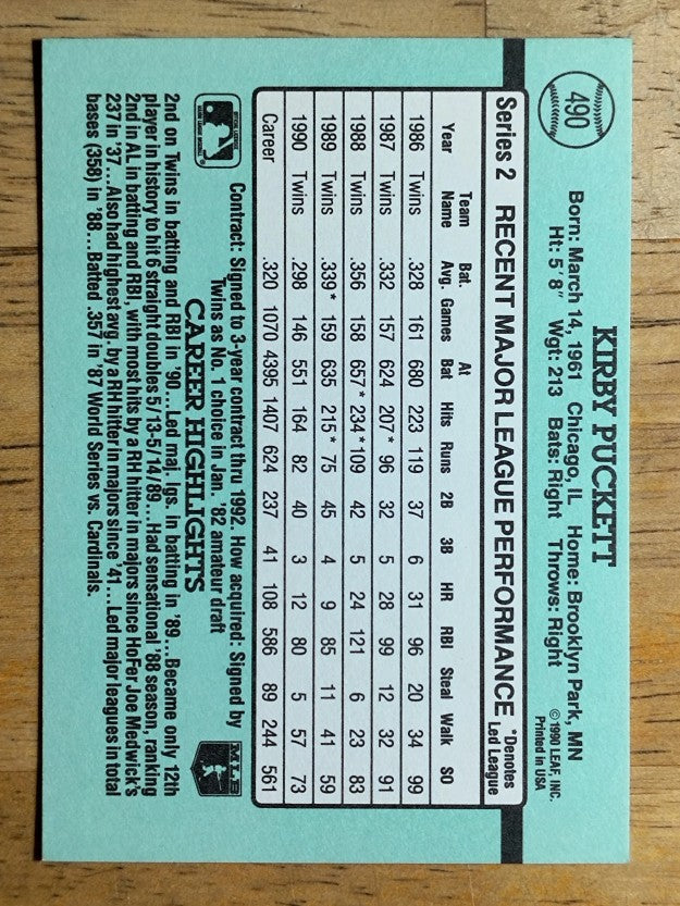 1991 Donruss #490 Kirby Puckett